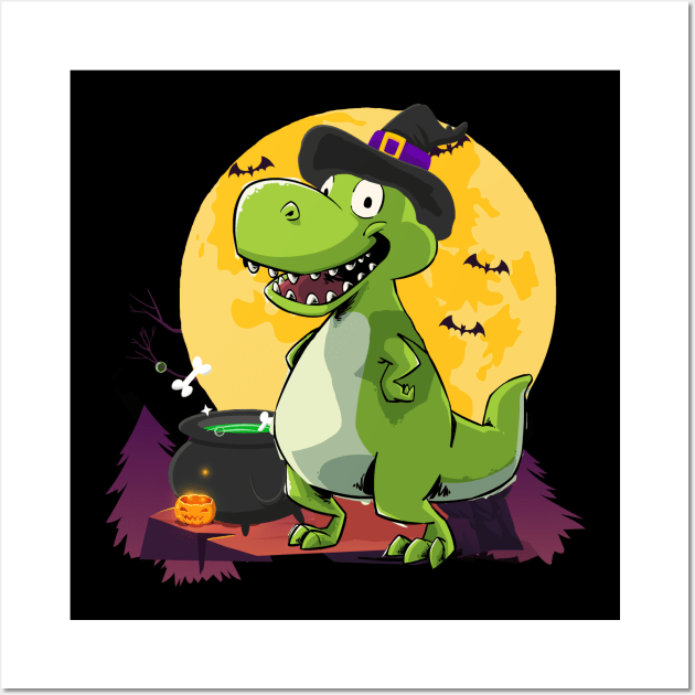 Witch Dinosaur Halloween Wall Art by iHeartDinosaurs